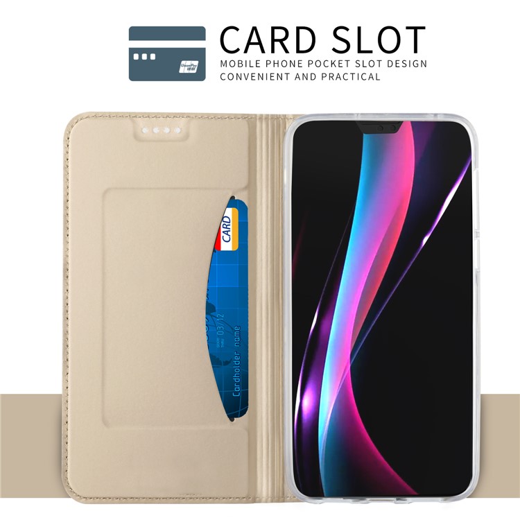 Card Holder Auto-absorbed Leather Cell Phone Shell with Stand for Huawei P20 - Gold-4