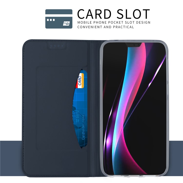 Card Holder Auto-absorbed Leather Cell Phone Casing with Stand for Huawei P20 - Dark Blue-4
