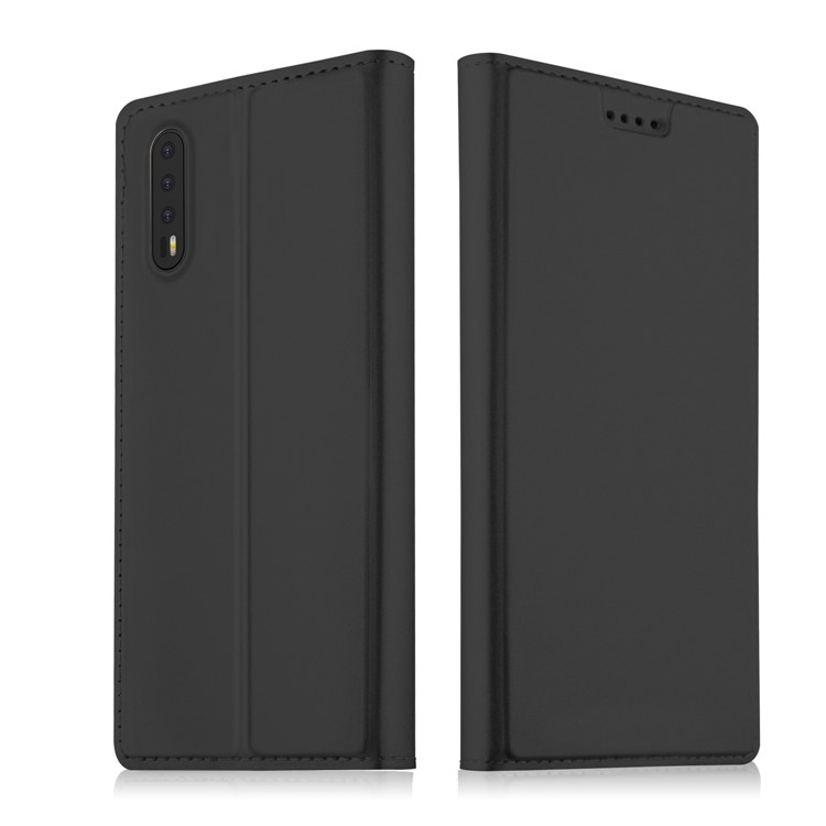 Card Holder Auto-absorbed Leather Cell Phone Case with Stand for Huawei P20 Plus - Black-1