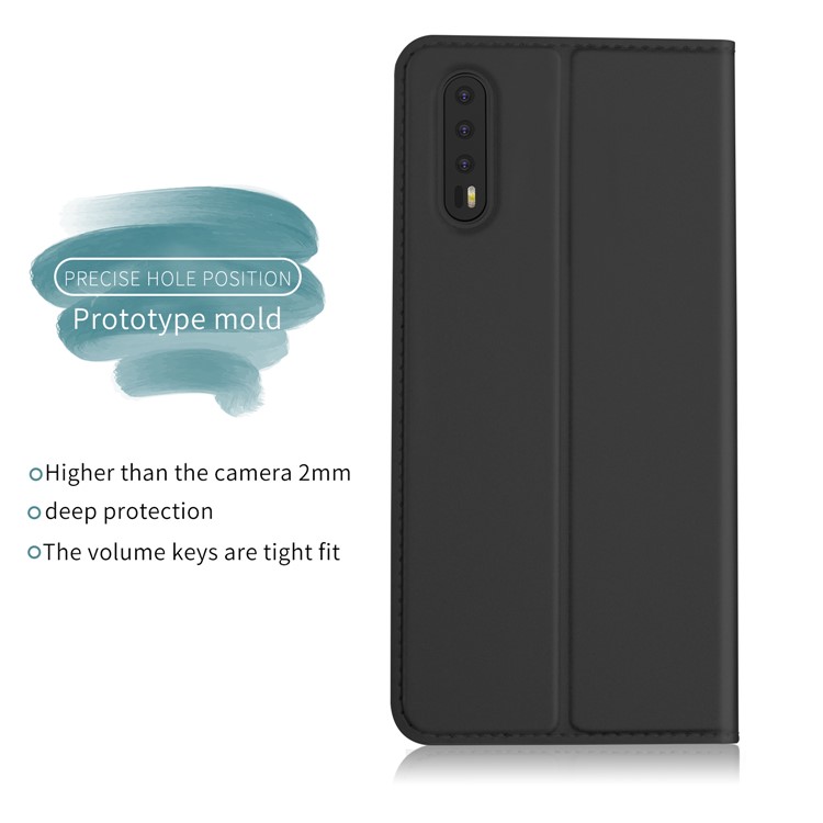 Card Holder Auto-absorbed Leather Cell Phone Case with Stand for Huawei P20 Plus - Black-3
