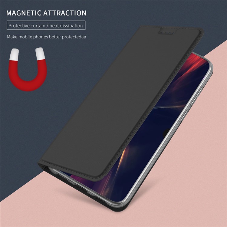 Card Holder Auto-absorbed Leather Cell Phone Case with Stand for Huawei P20 Plus - Black-6