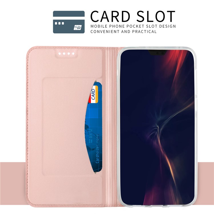 Card Holder Auto-absorbed Leather Cell Phone Cover with Stand for Huawei P20 Pro - Rose Gold-4