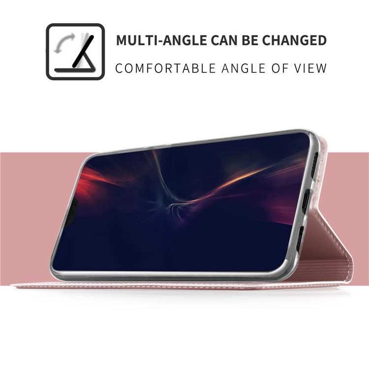 Card Holder Auto-absorbed Leather Cell Phone Cover with Stand for Huawei P20 Pro - Rose Gold-5
