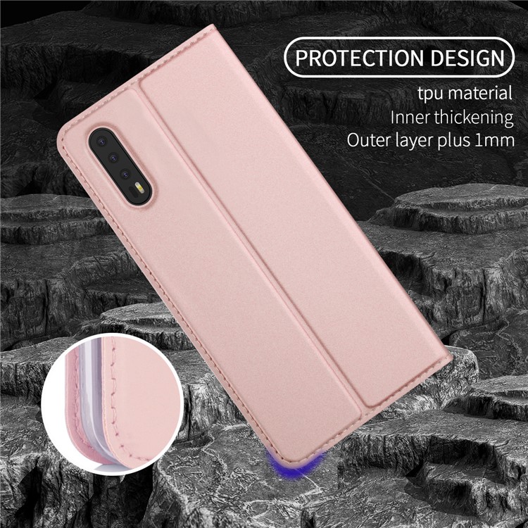 Card Holder Auto-absorbed Leather Cell Phone Cover with Stand for Huawei P20 Pro - Rose Gold-7