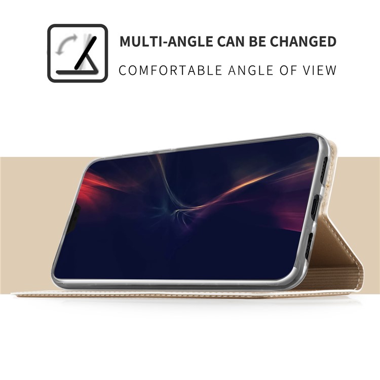 Card Holder Auto-absorbed Leather Cell Phone Shell with Stand for Huawei P20 Pro - Gold-5