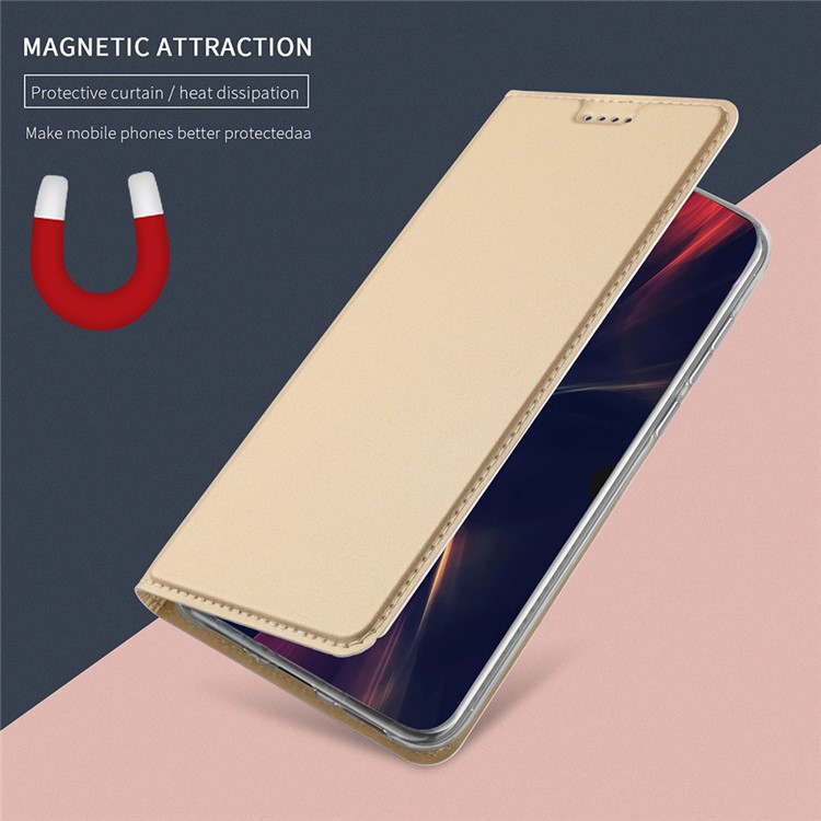 Card Holder Auto-absorbed Leather Cell Phone Shell with Stand for Huawei P20 Pro - Gold-6
