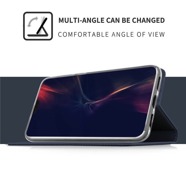 Card Holder Auto-absorbed Leather Cell Phone Casing with Stand for Huawei P20 Pro - Dark Blue-5