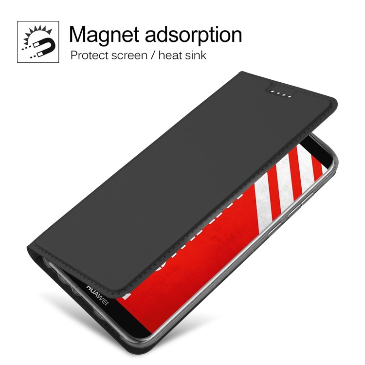 Flip Leather Card Holder Smart Phone Case for Huawei P Smart / Enjoy 7S - Black-2