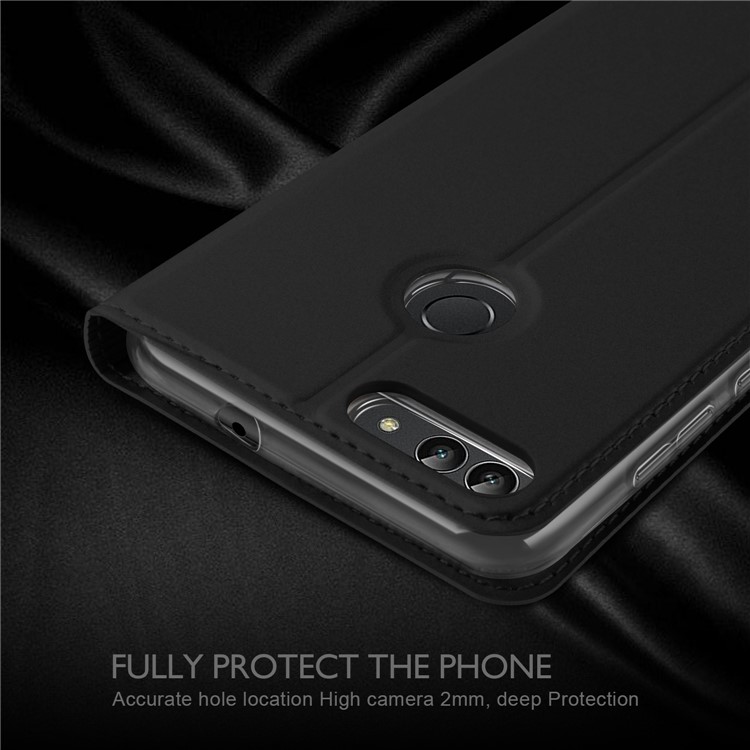 Flip Leather Card Holder Smart Phone Case for Huawei P Smart / Enjoy 7S - Black-8