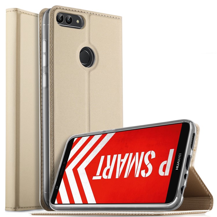 Flip Leather Card Holder Smart Phone Shell for Huawei P Smart / Enjoy 7S - Gold-1