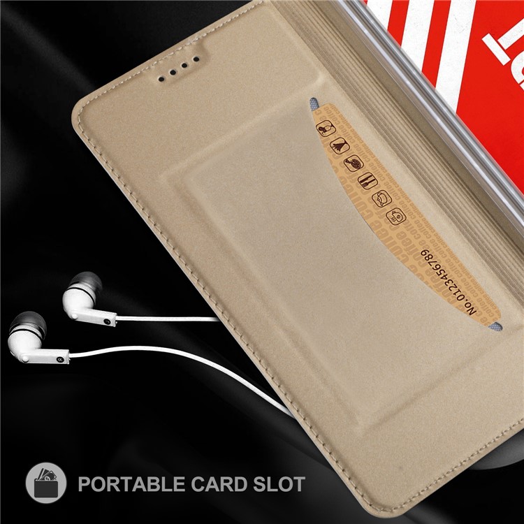 Flip Leather Card Holder Smart Phone Shell for Huawei P Smart / Enjoy 7S - Gold-5