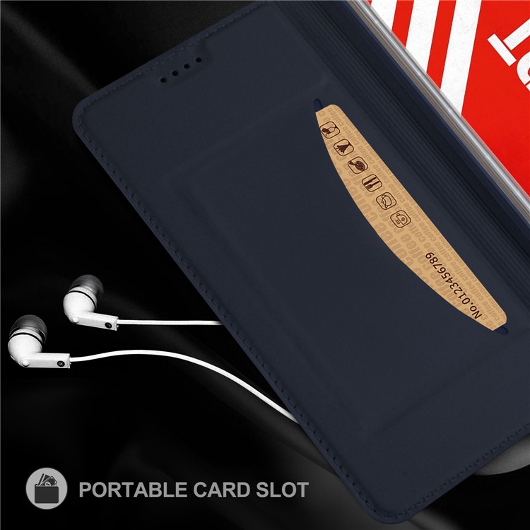 Flip Leather Card Holder Smart Mobile Casing for Huawei P Smart / Enjoy 7S - Dark Blue-5