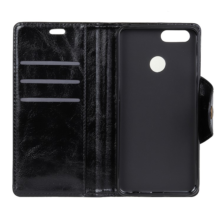 PU Leather Wallet Stand Mobile Phone Case for Huawei Honor 7X - Black-4