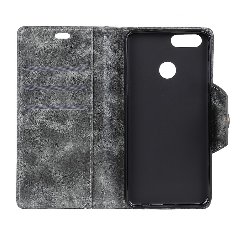 PU Leather Wallet Stand Mobile Phone Cover for Huawei Honor 7X - Grey-4