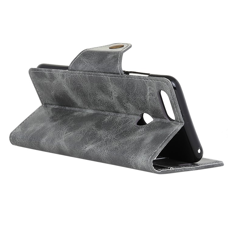 PU Leather Wallet Stand Mobile Phone Cover for Huawei Honor 7X - Grey-5