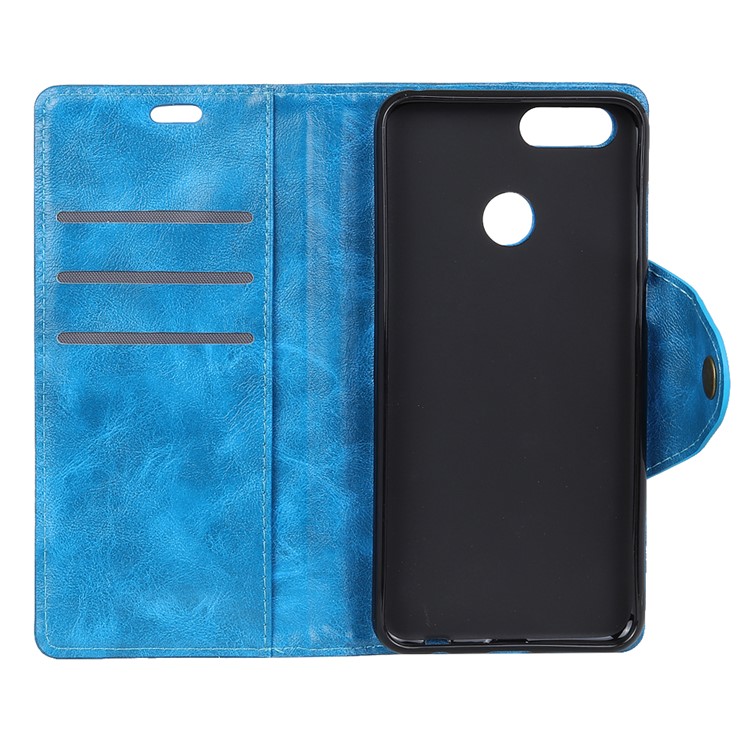PU Leather Wallet Cell Phone Case with Stand for Huawei Honor 7X - Blue-4