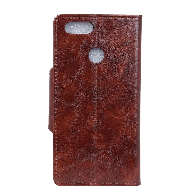 PU Leather Card Holder Flip Stand Cover for Huawei Honor 7X - Coffee-3