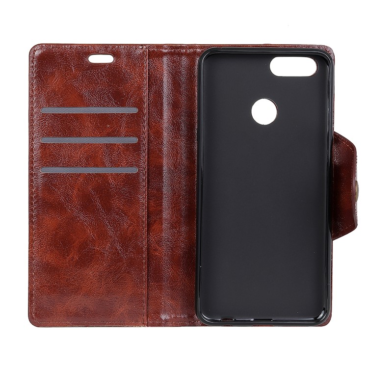 PU Leather Card Holder Flip Stand Cover for Huawei Honor 7X - Coffee-4