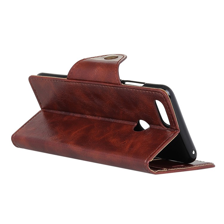 PU Leather Card Holder Flip Stand Cover for Huawei Honor 7X - Coffee-5