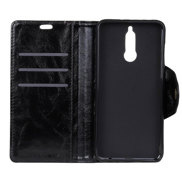 Textured PU Leather Wallet Stand Phone Case for Huawei Mate 10 Lite/nova 2i/Maimang 6/Honor 9i (India) - Black-4