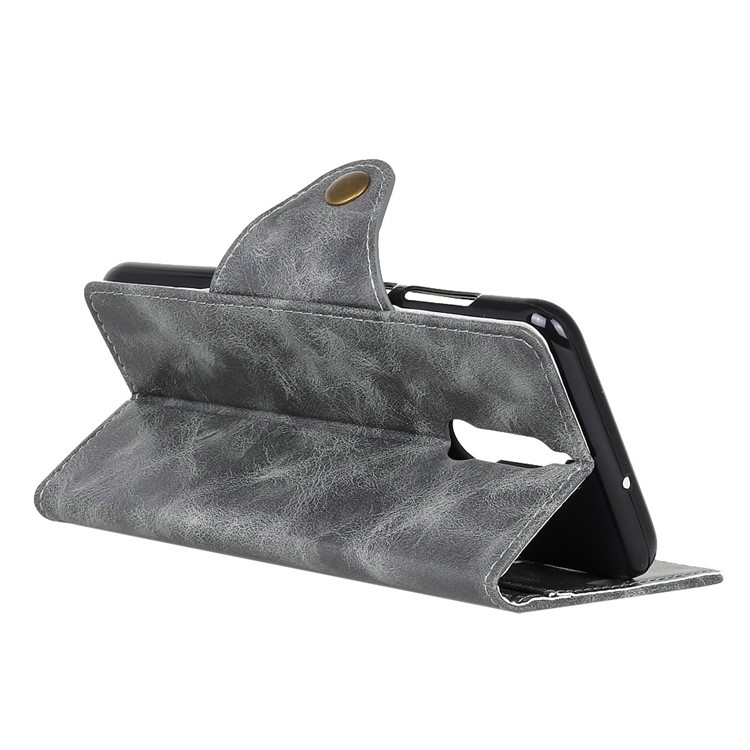 Textured PU Leather Wallet Stand Phone Cover for Huawei Mate 10 Lite/nova 2i/Maimang 6/Honor 9i (India) - Grey-5