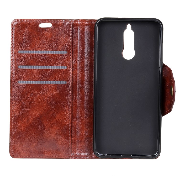 Textured PU Leather Wallet Stand Mobile Phone Case for Huawei Mate 10 Lite/nova 2i/Maimang 6/Honor 9i (India) - Coffee-4