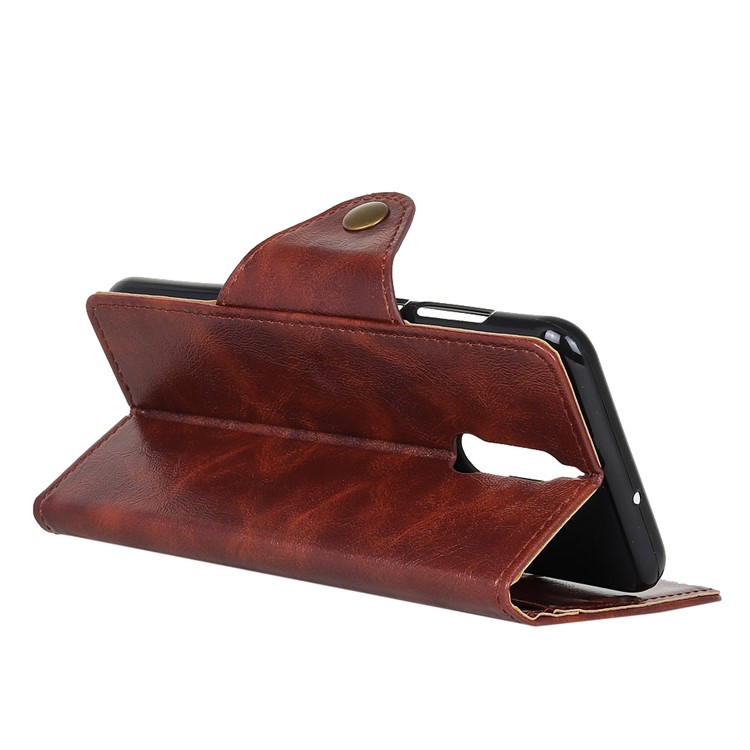 Textured PU Leather Wallet Stand Mobile Phone Case for Huawei Mate 10 Lite/nova 2i/Maimang 6/Honor 9i (India) - Coffee-5
