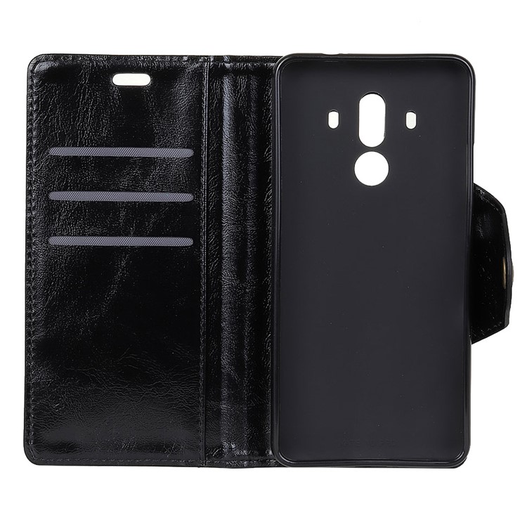 Textured PU Leather Wallet Phone Case with Stand for Huawei Mate 10 Pro - Black-4