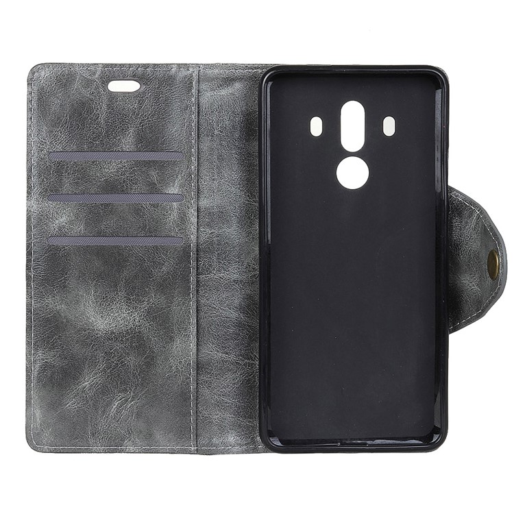 Textured PU Leather Wallet Phone Cover with Stand for Huawei Mate 10 Pro - Grey-4