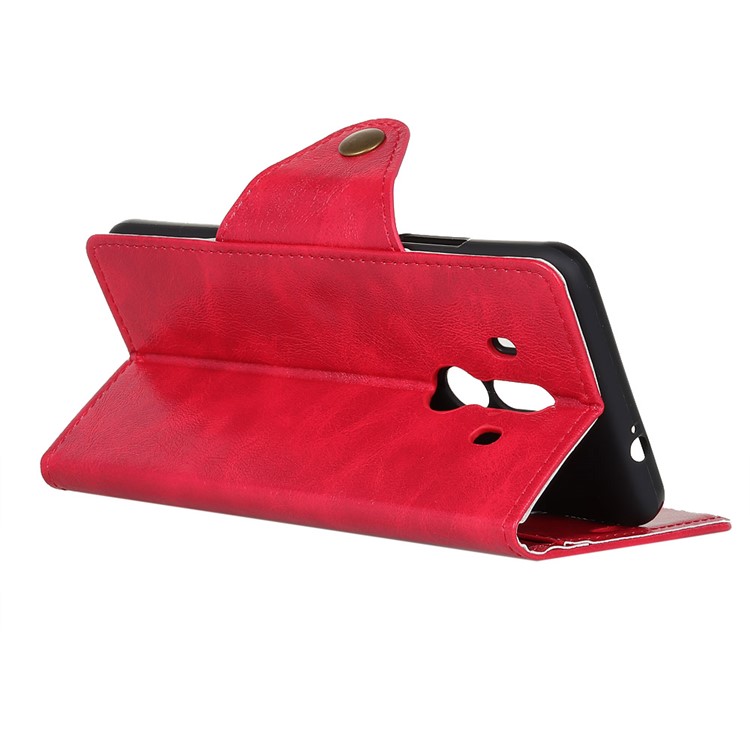 Textured PU Leather Wallet Phone Shell with Stand for Huawei Mate 10 Pro - Red-5
