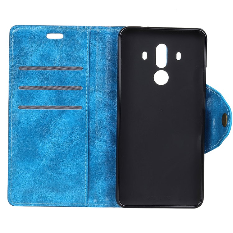 Textured PU Leather Wallet Mobile Case with Stand for Huawei Mate 10 Pro - Blue-4