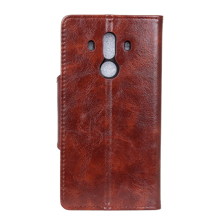 Textured PU Leather Wallet Stand Mobile Cover for Huawei Mate 10 Pro - Coffee-3