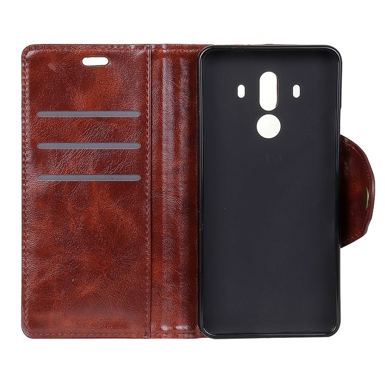 Textured PU Leather Wallet Stand Mobile Cover for Huawei Mate 10 Pro - Coffee-4