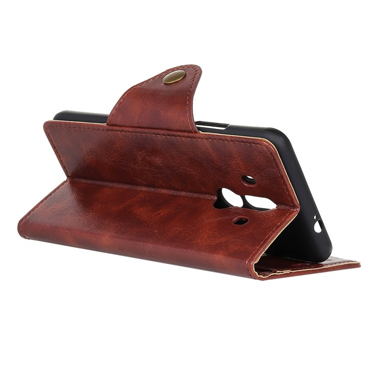Textured PU Leather Wallet Stand Mobile Cover for Huawei Mate 10 Pro - Coffee-5