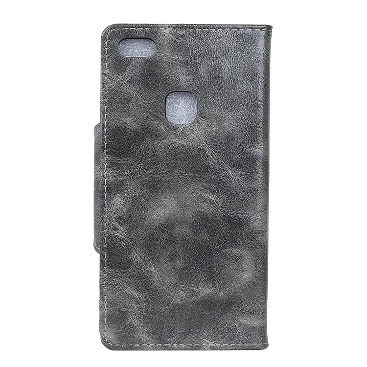 Textured PU Leather Wallet Stand Phone Cover for Huawei P10 Lite - Grey-3