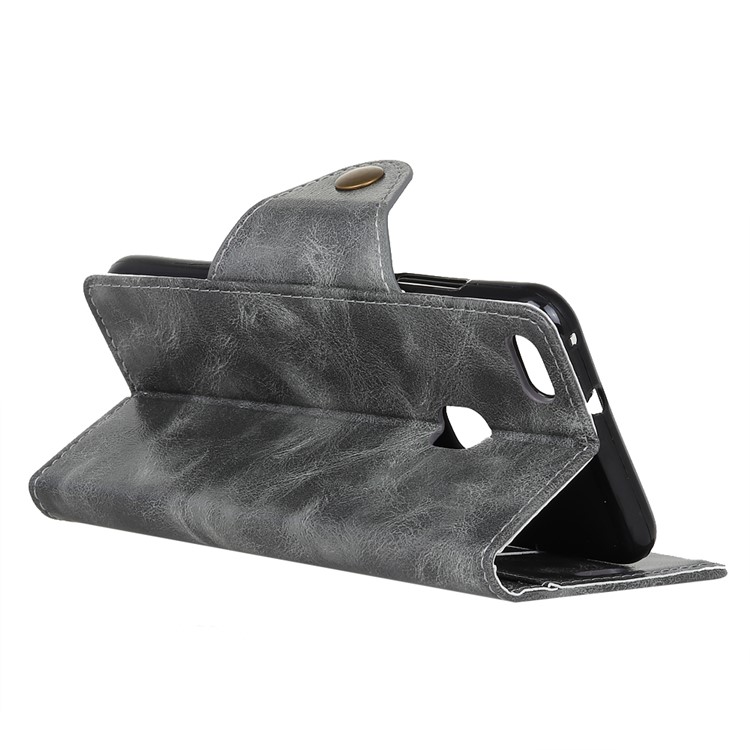 Textured PU Leather Wallet Stand Phone Cover for Huawei P10 Lite - Grey-5