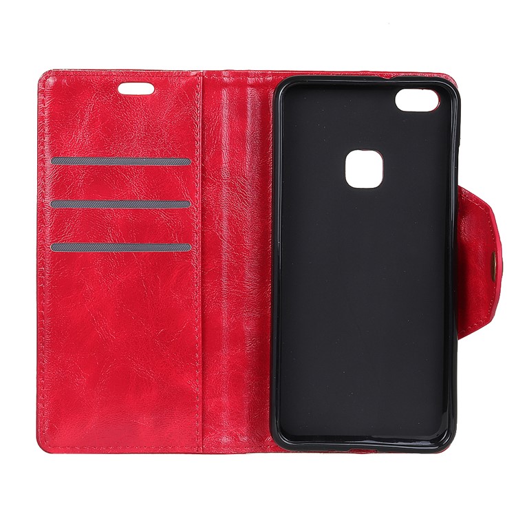 Textured PU Leather Wallet Stand Phone Shell for Huawei P10 Lite - Red-4