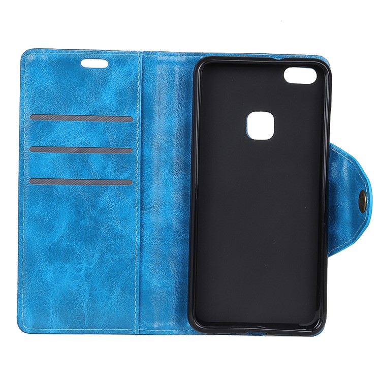 Textured PU Leather Wallet Stand Phone Casing for Huawei P10 Lite - Blue-4