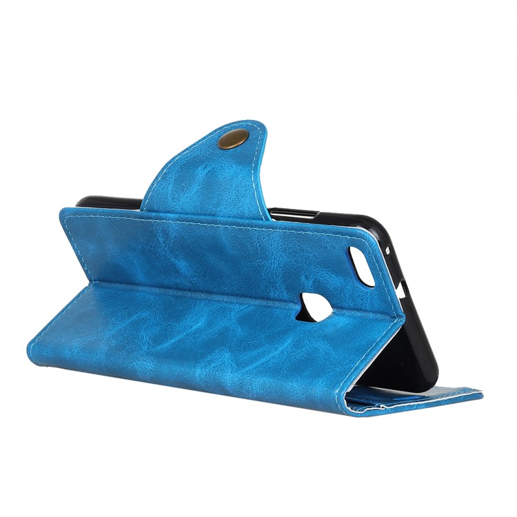 Textured PU Leather Wallet Stand Phone Casing for Huawei P10 Lite - Blue-5