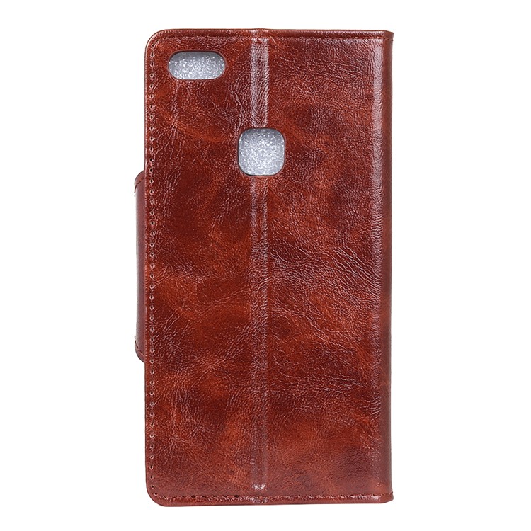 Textured PU Leather Wallet Stand Mobile Phone Case for Huawei P10 Lite - Coffee-3
