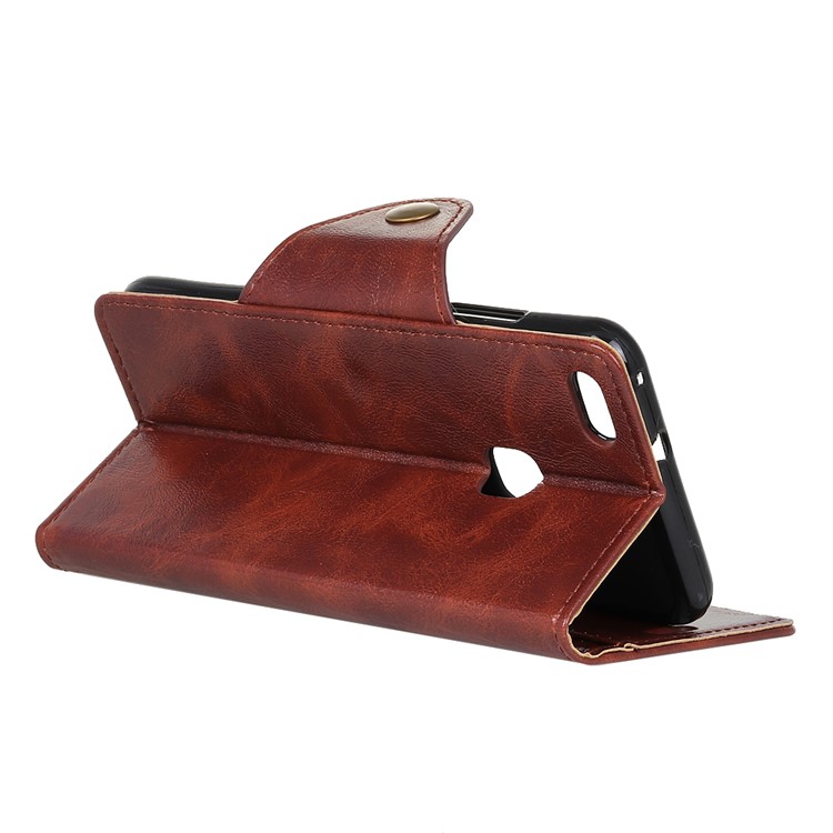 Textured PU Leather Wallet Stand Mobile Phone Case for Huawei P10 Lite - Coffee-5