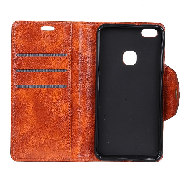 Textured PU Leather Wallet Stand Cell Phone Case for Huawei P10 Lite - Orange-4