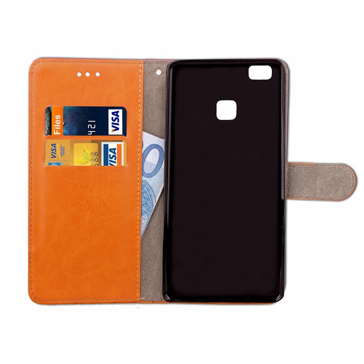 Contrast Color Jeans Cloth Texture Leather Wallet Case for Huawei P9 Lite/G9 Lite - Black-10