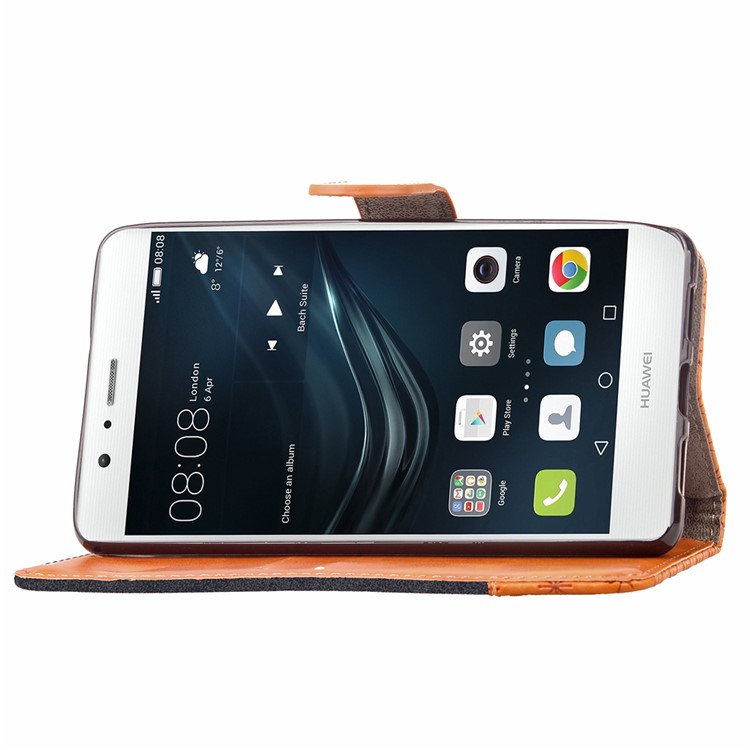 Contrast Color Jeans Cloth Texture Leather Wallet Case for Huawei P9 Lite/G9 Lite - Black-11