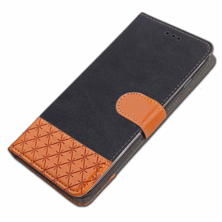 Contrast Color Jeans Cloth Texture Leather Wallet Case for Huawei P9 Lite/G9 Lite - Black-13