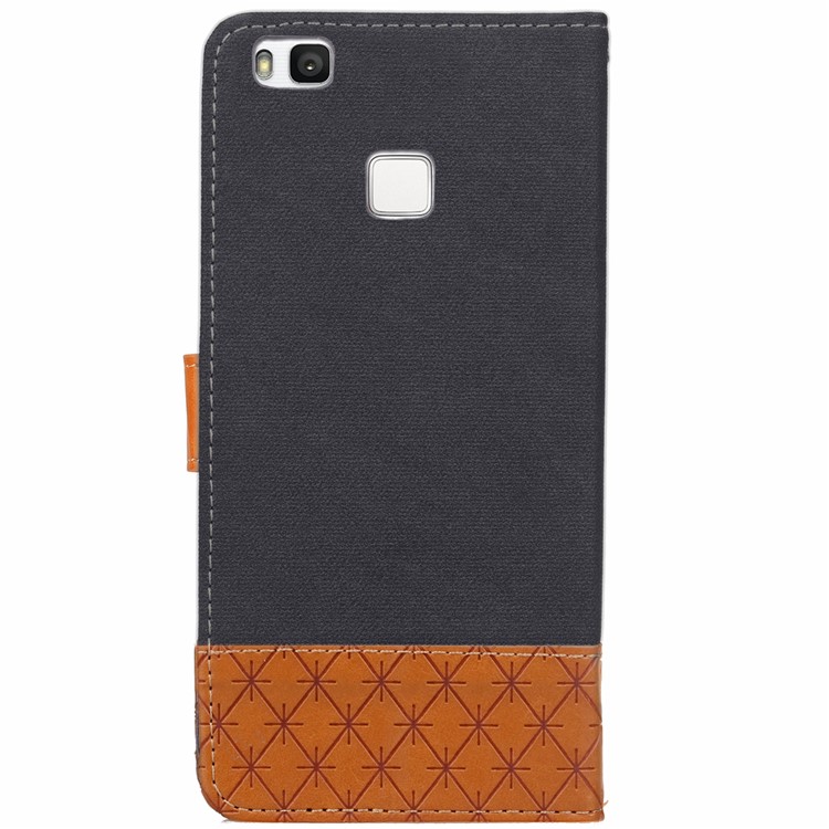 Contrast Color Jeans Cloth Texture Leather Wallet Case for Huawei P9 Lite/G9 Lite - Black-8