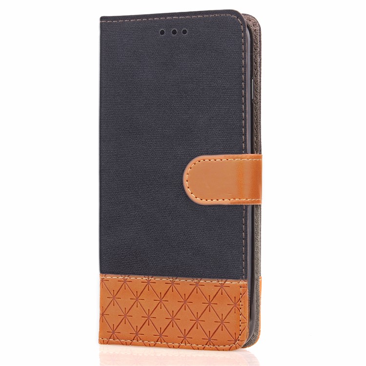Contrast Color Jeans Cloth Texture Leather Wallet Case for Huawei P9 Lite/G9 Lite - Black-9
