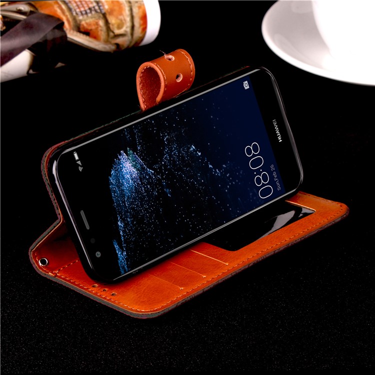 Imprinted Damask Flower Pattern Wallet Leather Stand Case for Huawei P10 Lite - Black-6