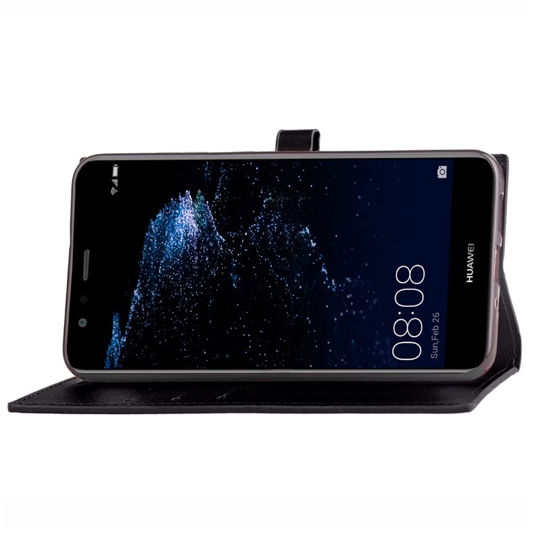 Business Style PU Leather Wallet Stand Case for Huawei P10 Lite - Black-11