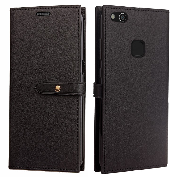 Business Style PU Leather Wallet Stand Case for Huawei P10 Lite - Black-2